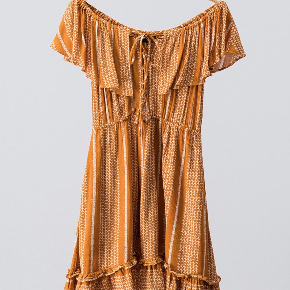 NWT Off The Shoulder Dress Mustard Boho S-M-L